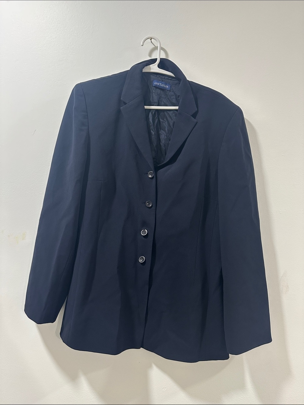 Ann Taylor Dark Navy Tailored Button-Front Blazer